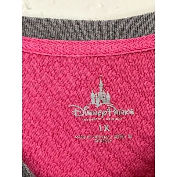 DISNEY PARKS 1X DISNEYLAND RESORTS 55 Year grey & pink quilted Sweatshirt 1X - Picture 7 of 9
